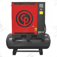 CHICAGO PNEUMATIC Rotary Screw Air Compressor: Horizontal, 20 hp, 69.3 cfm, 132 gal Tank (MPN QRS 20 HP). Key specifications — attr48606: Three; attr48593: 460V AC; attr48578: CHICAGO PNEUMATIC; attr110305: Not Included.