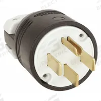 HUBBELL Straight Blade Plug: 14-50P, 125/250V AC, 50 A, 3 Pole, 4 Blade, Black (MPN HBL9451C)