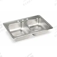 ELKAY Bowl Drop-In Sink: 33 in Overall Lg, 22 in Overall Wd, 7 3/4 in Bowl Dp, 13 1/2 in Bowl Lg (MPN LR33223). Key specifications — Brand: ELKAY; Color Family: Silver/Gray.