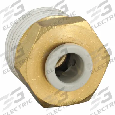 SMC Push-Fit Adapter Fitting: 6 mm OD x 3/8 in Pipe Size, Push-to-Connect x BSPT - Polybutylene & Brass Tube Fittings