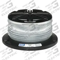 ECCO Beacon Light: Flashing Beacon, Amber, 3 1/8 in Overall Ht, LED, 12-36V DC (MPN 7460CA). Key specifications — Operating Voltage: 12-36V DC; Number of Flash Patterns: 8; Includes: Mounting Hardware; Electrical Connection: Blunt Cut Wires; Mount Type: Bolt; Brand: ECCO; Shape: Round; Lighting SAE Class Rating: SAE Class 2.