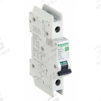 SCHNEIDER Miniature Circuit Breaker: 6 A Amps, 60V DC, 14kA at 120/240V AC - C-Curve, 1-Pole UL489 DIN Rail-Mount Miniature Circuit Breakers