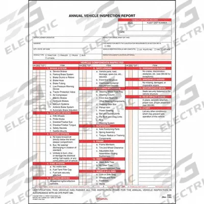 JJ KELLER Vehicle Inspection Report: Carbon, Annual Vehicle Inspection Report, 3-Ply - All-Type Vehicle Inspection Forms