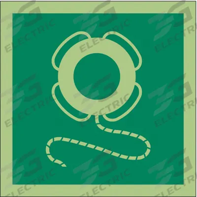 IMO (International Maritime Organization) Safety Sign: Vinyl, Adhesive Sign Mounting - Square Life Buoy With Line Symbol Signs