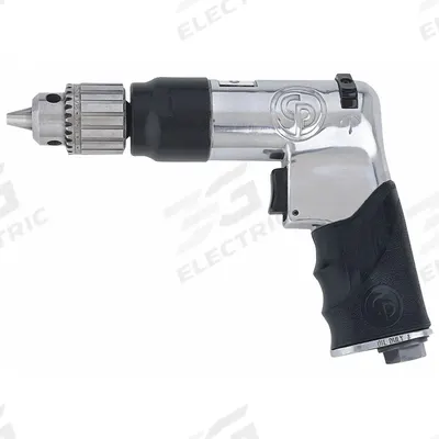 CHICAGO PNEUMATIC Air-Powered Drill: 3/8 in Chuck, Light Duty, 4,200 RPM, 0.4 hp, Keyed - Pistol-Grip Air-Powered Drills
