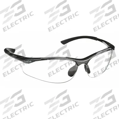 BOLLE SAFETY Safety Glasses: Clear Lens, Half-Frame, Platinum, Dielectric - Padded Comfort-Fit Safety Glasses