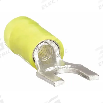 STA-KON Fork Terminals: Yellow, Nylon, #10 Stud Size, 12 AWG – 10 AWG Wire Range - Insulated Fork Terminals