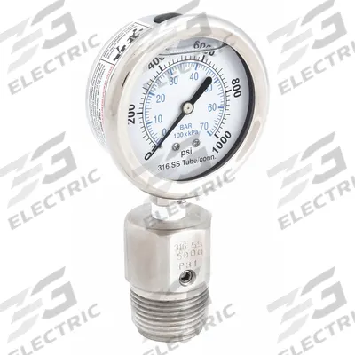 KODIAK Pressure Gauge with Diaphragm Seal: 0 psi to 1,000 psi, KC301/DSM35FLUSH - Dial Pressure Gauges with 316 SS Male-Threaded Mini-Seal
