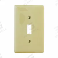 HUBBELL Wall Plate: Toggle, 1 Gang, Ivory, Midsize Size (MPN NPJJ1I). Key specifications — Brand: HUBBELL; Material: Nylon.