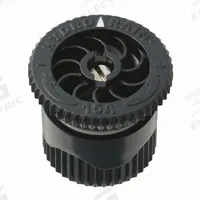 HYDRORAIN Adjustable Arc Spray Nozzle: 0° to 360°, 15 ft, 0.39 to 8.97 gpm, 15 to 30 psi, Plastic (MPN 04104). Key specifications — Throw Radius: 15 ft; Brand: HYDRORAIN; Flow Rate: 0.39 to 8.97 gpm; Pattern: 0° to 360°; Pressure Range: 15 to 30 psi; Sprinkler Head or Nozzle Type: Adjustable Nozzle.