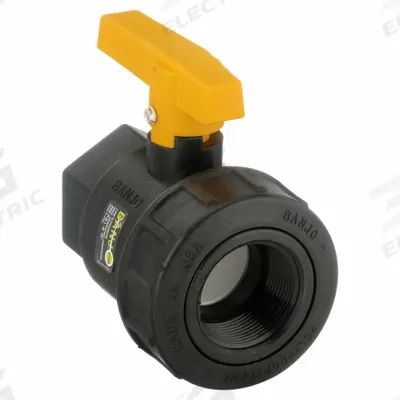 BANJO Manual Two-Way Ball Valve: 1 1/2 in, Polypropylene, Straight, FNPT x FNPT - Polypropylene Ball Valves