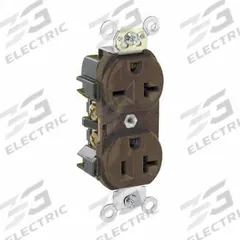 LEVITON Duplex Receptacle Outlet: Duplex, 5-20, Brown, 125/250V AC, 20 A, 2 Pole / 3 Wire (MPN 5844)