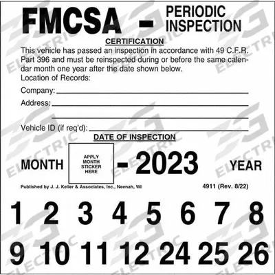 JJ KELLER Periodic Inspection Label: Carbonless, Periodic Inspection Label, 1-Ply - All-Type Vehicle Inspection Labels