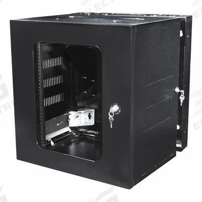 HUBBELL Cabinet: 19 Rack Units, 36 in x 26 3/8 in x 20 in, Wall Mount, Black Powder Coated - Server Rack Enclosures & Network Cabinets