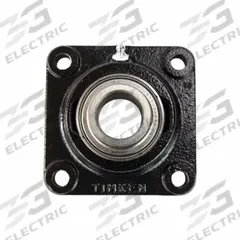 TIMKEN Flange Mount Bearing: Radial Ball, 1 1/4 in Bore, Cast Iron, Set Screws, 4 1/4 in Lg, Square (MPN YCJ 1-1/4S). Key specifications — Bore Type: Cylindrical; Brand: TIMKEN; Lubricant Material: NLGI 2 Lithium Complex Grease; Mounting Bolt Size: 3/8 in; Split Housing: Not Split; System of Measurement: Inch.