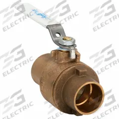 APOLLO Manual Two-Way Ball Valve: 1 1/4 in Size, Brass/Bronze, Straight, Sweat x Sweat, Two-Piece (MPN 77CLF20601A). Key specifications — Brand: APOLLO; Handle: Lever.