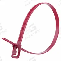 RETYZ Releasable Cable Tie: Maroon, 24 in Lg, Max. 181 mm Bundle Dia., 120 lb Rated, 100 PK (MPN WKT-S24MR-TA). Key specifications — Outdoor Use: No; Color: Maroon; Brand: RETYZ; Pack: Large Pack.