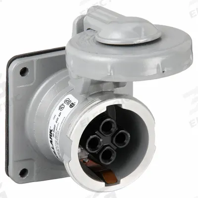 HUBBELL Pin and Sleeve Receptacle: Gray, 250V DC/600V AC, Three Phase, 30 A, 4 Pole - Watertight Receptacles