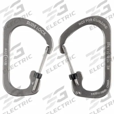 NITE IZE Carabiner: 10 lb Working Load Limit, Wire Gate, Stainless Steel - Load Rated Spring Snaps