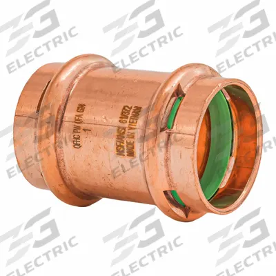 QUICKFITTING SUREPRESS Press Copper Straight Coupling No Stop: 1 in CTS x 1 in CTS size - Plumbing Copper & Bronze Press Tube Fittings with Seal Window
