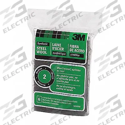 3M Synthetic Steel Wool Pad: 2 in W x 4 in L, # 2, Medium - Synthetic Steel Wool Pads