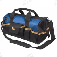CLC Tool Bag: 18 in W x 11 in D x 12 in H, Black, Polyester, 25 Pockets, 12 Inside Pockets (MPN 1163). Key specifications — Color: Black; Brand: CLC; Material: Polyester.