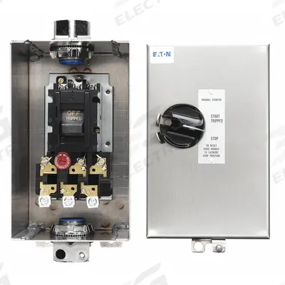 EATON Manual Motor Starter: Non-Reversing, 3 Poles, 26 A, NEMA Size M-0, Thermal Protection - Enclosed Non-Reversing Starters with Thermal Overloads
