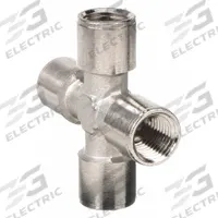 AIGNEP USA Metal Pipe Cross: Cross, 1/4 in x 1/4 in x 1/4 in x 1/4 in, Nickel-Plated CA360 Brass (MPN 82620N-04). Key specifications — Brand: AIGNEP USA; Maximum Operating Pressure: 250 psi.