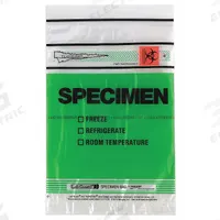 Specimen Transfer Bag: LDPE, Biohazard, 1.75 mil Thick, Green, 9 in Overall Ht, 4811G, 1,000 PK. Key specifications — Brand: MEDEGEN MEDICAL PRODUCTS; Closure Type: Zipper; Product Type: Dual Pouch Specimen Bag; Manufacturer Part Number: 4811G; Color: Green; Display Sell UOM: PK; Legend: Biohazard.