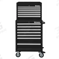 WESTWARD Tool Chest and Cabinet Combination: 13 Drawers, Light Duty, Keyed, Black / Powder Coated (MPN 7CY05). Key specifications — attr1116680: Black; attr1116684: Ball Bearing; attr1116690: WESTWARD; attr1116659: Keyed; attr1116661: Top Chest 26 in W x 16-1/2 in D x 18-1/2 in H.