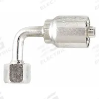 PARKER Hydraulic Crimp Fitting: Steel x Steel, 90° Long Elbow, -20 For Hose Dash Size, ORS x Crimp (MPN 1J543-20-20). Key specifications — Fitting Gender: Female x Genderless; Fitting Connection Type: ORS x Crimp; For Hose Dash Size: -20; Thread Size: 0.511"-27; Brand: PARKER.