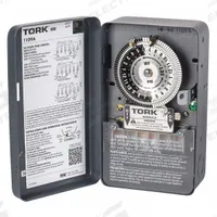 TORK Electromechanical Timer: 24 hr, 120/208-277V AC, DPST, Mechanical (MPN 1109A). Key specifications — Body Material: Metal; Indoor/Outdoor Usage: Indoor; Mounting Style: Surface; Brand: TORK.