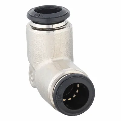 AIGNEP USA Push-Fit Elbow Fitting: 10 mm OD x 10 mm OD Size, Push-to-Connect x Push-to-Connect - Nickel-Plated Brass Tube Fittings