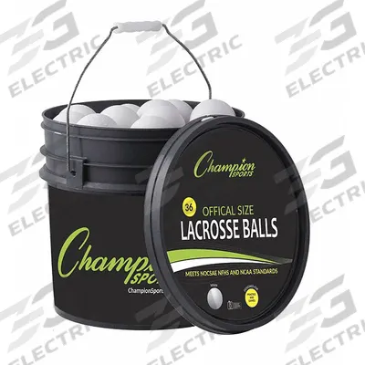 CHAMPION SPORTS Lacrosse Ball Set: White, NCAA/NFHS/NOCSAE/SEI - Lacrosse Ball Buckets