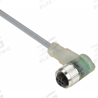 TELEMECANIQUE SENSORS Cordset: M12 Female Right Angle X Bare Wire, 3 Pins, Gray, PVC, 2 m Cable Lg - Single-Ended Cordsets with PVC Jacket for Flexing Applications