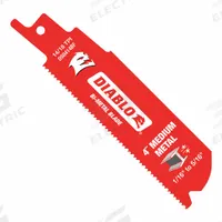 DIABLO Reciprocating Saw Blade: 14/18 Teeth per Inch, 4 in Blade Lg, 0.04 in Blade Thick, 5 PK (MPN DS0414BF5). Key specifications — attr1109198: 14/18; attr1109200: Rigid for Straight Cuts; attr1109201: Curved; attr1109209: DIABLO.