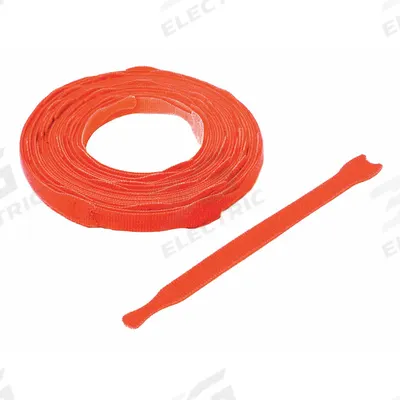 VELCRO BRAND Perforated Back to Back Strap: 8 in Lg, 2.00 in, 0.75 in Wd, Orange - Slotted Hook-and-Loop Cable Ties