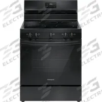 FRIGIDAIRE Oven Range: Black, Electric, 5 Burners (MPN FCRE3052BB). Key specifications — ADA Compliant: No; Power Source: Electric; Self Cleaning: No; Brand: FRIGIDAIRE.