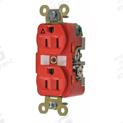 HUBBELL Receptacle: Duplex, 5-15, Red, 125V AC, 15 A, 2 Pole / 3 Wire (MPN IG5262R) - General Purpose Receptacles