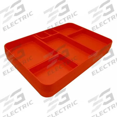 CORTECH Food Tray: 14 1/4 in Overall Lg, 9 1/2 in Overall Wd, Orange, 7 Compartments - X-Trays for Correctional Facilities