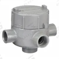Conduit Outlet Body: Iron, GE, 3/4 in Trade Size, XAT Body, 19 cu in Body Capacity (MPN GECXAT-2M). Key specifications — Series: For Standard Body; Compatible Conduit Trade Size: 3/4 in; Thread Gender: Female; Hub Style: Threaded; Body Style: XAT; Connection Type: Threaded; Back Type: Flat; Hazardous Location: Yes.