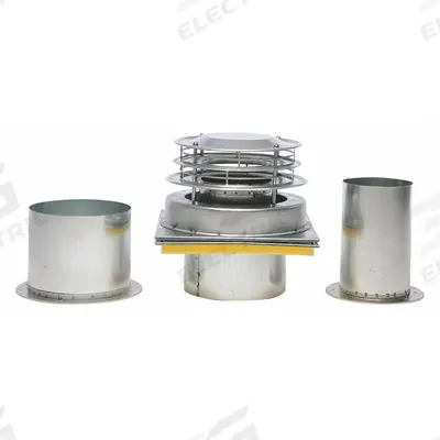 WILLIAMS COMFORT PRODUCTS Roof/Wall Vent Kit: Smooth Rain Cap, Round, 9 in Duct, Steel, Silver Finish - Roof & Wall Vent Kits