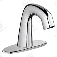CHICAGO FAUCETS Bathroom Sensor Faucet: EQ Curved, Cast Brass, Polished Chrome Finish, Centerset (MPN EQ-A12A-12ABCP). Key specifications — Brand: CHICAGO FAUCETS; Includes: Mounting Hardware; Series: EQ Curved.