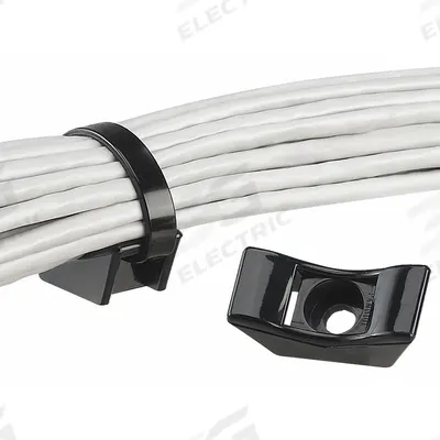 PANDUIT Heavy Duty Cable Tie Mount: 0.52 in Slot Wd, 0.23 in Slot Ht, Black, 0.72 in Wd - Screw Mount Cable Tie Bases