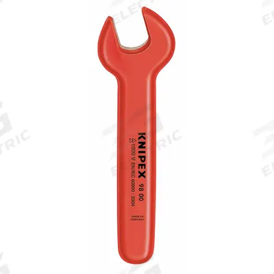 KNIPEX Open End Wrench: Alloy Steel, Chrome, 8 mm Head Size, 4 1/8 in Overall Lg - Metric, Single End, Open End Wrenches