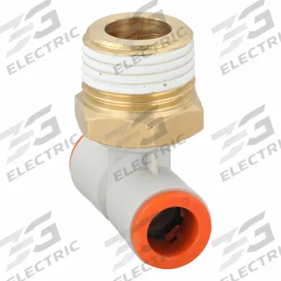 SMC Push-Fit Tee Fitting: 3/8 in OD x 3/8 in OD x 1/2 in Pipe x 3/8 in Pipe Size - Polybutylene & Brass Tube Fittings