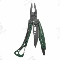 LEATHERMAN Pliers: Multi-Tool Plier, 7 Tools, 7 Functions, 4 in Closed Lg, 6 in Open Lg, GREEN (MPN 833138). Key specifications — attr15951: LEATHERMAN; attr15966: 25-year warranty; attr10312: GREEN; attr15960: One-hand Operable Features; attr15963: Stainless Steel; attr15971: Multi-Tool Plier; attr15972: Included bits Phillips #1 & #2, Screwdriver 1/4" & 3/16"; attr15977: Fold Open.