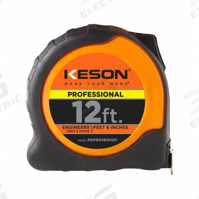 KESON Tape Measure: Nonmagnetic Single Hook Tip, 12 ft - Engineers-Scale Tape Measures