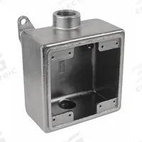 CALBRITE Electrical Box: Stainless Steel, Square, 2 Gangs, 3/4 in Hub Size, 45 cu in Capacity, Gray (MPN S60700FDCD). Key specifications — Color: Gray; Brand: CALBRITE.