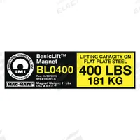 MAG-MATE Replacement Capacity Sticker: 900221, Below-the-Hook Lifting Magnets. Key specifications — Brand: MAG-MATE; Manufacturer Part Number: 900221; Product Type: Capacity Sticker.